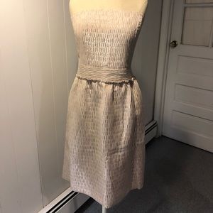 Talbots Gold Jacquard Strapless Dress | Size 16